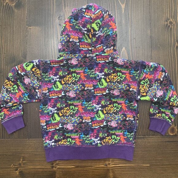 Disney Parks Purple Graffiti Hoodie Sweatshirt Mickey Mouse Unisex 3 4 Years XS - Picture 3 of 9